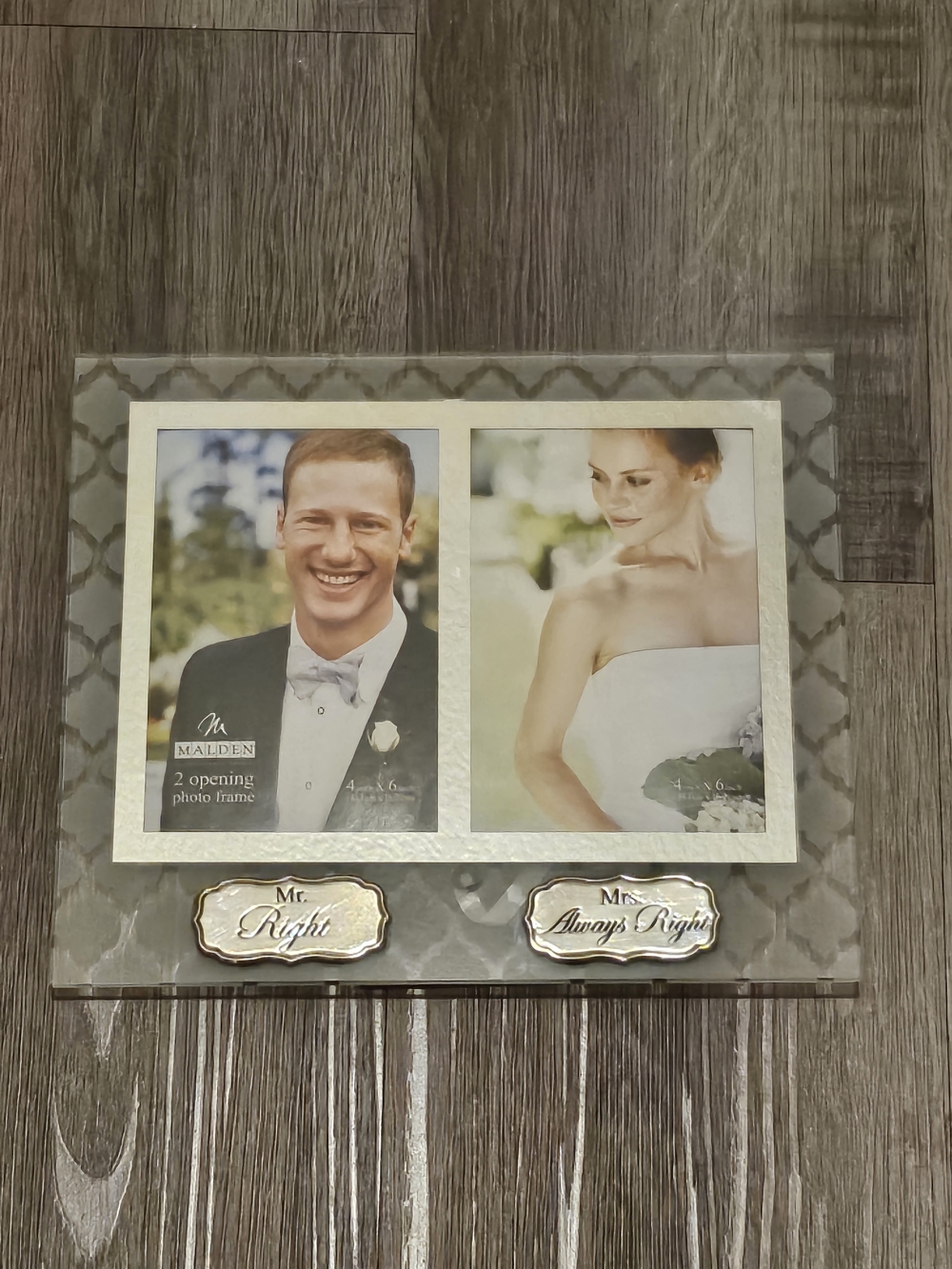 Malden Mr. Right Mrs. Always Right Gray Patterned Double Photo Frame